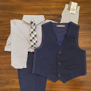 Baby Boy Van Heusen 4-Piece Blue Heather Poplin Vest Set
